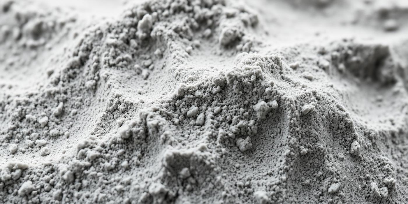 Close view of fine gray supplementary cementitious powder